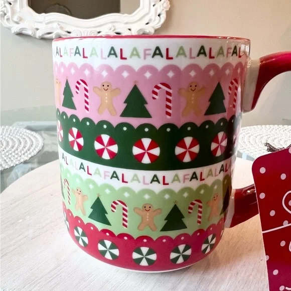 🩷❤️ PINKMAS Fa La La Gingerbread Peppermint Christmas Mug NEW - Picture 3 of 3